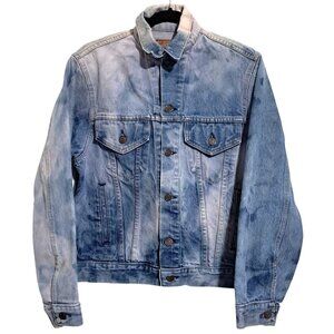 Vintage 1989 Gap Pioneer Acid Wash Jean Jacket Bleached Denim Mens Size 38 Vinta